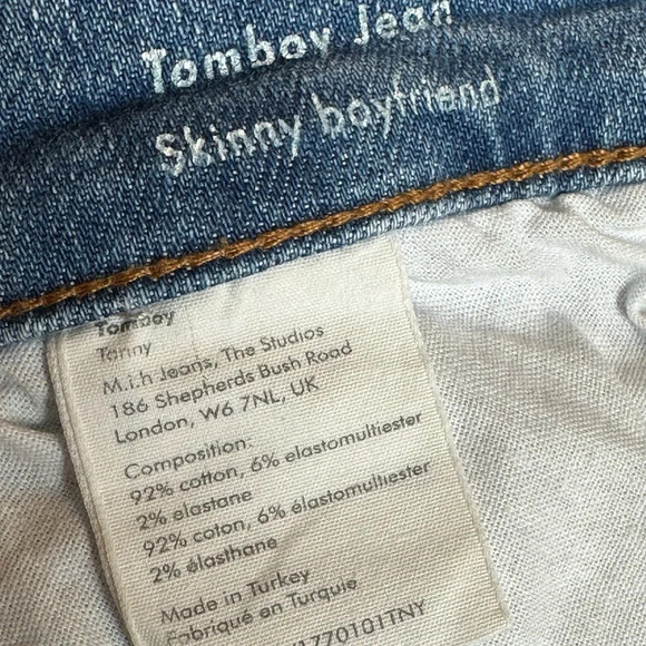 M.I.H. Mid Rise Skinny Boyfriend Tomboy Light Blue Wash Jeans, 31 - Picture 11 of 13
